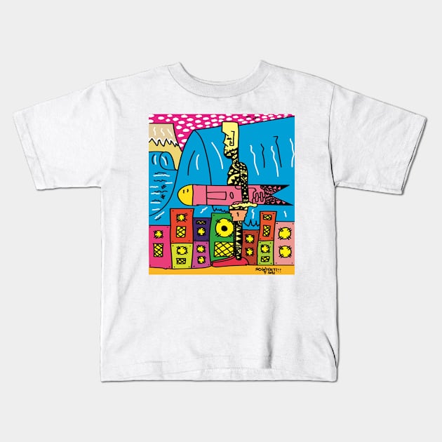 Moai in Paradise Kids T-Shirt by Sowhatestmagique!!!